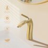 Contemporary Single Handle Lavatory Basin Faucet Durable Brass - Brushed Gold - Image 8