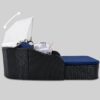 Outdoor Sunbed With Adjustable Canopy, Double Lounge, Daybed - Black / Blue - Image 7
