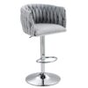 360 Degree Swivel Bar Stools Adjustable Counter Height Bar Chairs With Woven Back & Footrest, Silver Chromed Bar Stools For Kitchen Island (Set of 2) - Gray - Image 3