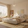 King Size Luxury Upholstered Platform Bed With Oversized Padded Backrest And Solid Wood Frame, Suitable For Multiple Heights Of Mattresses - Beige - Image 6