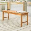 Modern Slat Top Solid Wood Patio Bench - Brown - Image 6