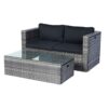 6 Piece Patio Wicker Sectional Set Patio Backyard Conversation Set Space Saving - Gray / Black - Image 15