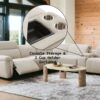 Dayana - Boucle Power Recliner Sectional Sofa For 5 People With Cupholder Console Adjustable Headrest - Beige - Image 11