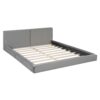 Queen Size Upholstered Platform Bed, Grounded Bed With Solid Frame - Gray - Image 2