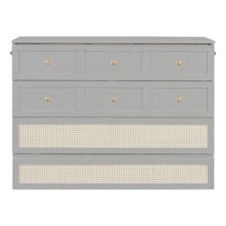 Full Size Murphy Bed With Large Drawers, Space Saving Design - Gray