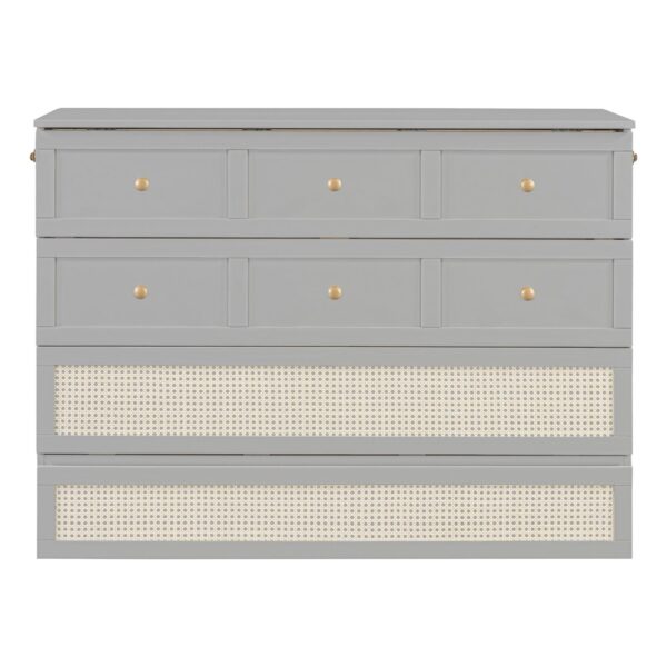 Full Size Murphy Bed With Large Drawers, Space Saving Design - Gray