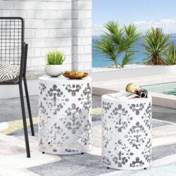 Metal (Set of 2) End Table - White