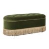 Melinda - Oval Tufted Bullion Fringe Storage Bench - Olive Green - Image 5