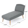 Fabric Chaise Lounge With Rubberwood Frame - Slate - Image 3