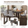 Topmax - 7 Piece Traditional Extendable Dining Table Set With Butterfly Leaf And 6 Upholstered Dining Table Set - Brown - Image 4