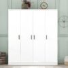 4 Door Wardrobe With 1 Drawer - White - Image 14
