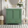 Bathroom Vanity With Single Sink, Combination Under Counter Sink, Bathroom Storage Cabinet With 2 Doors And A Drawer, Soft Closure, Multifunctional Storage - Green - Image 3