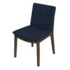Laura - Linen Dining Chair (Set of 2) - Dark Blue / Dark Brown - Image 2