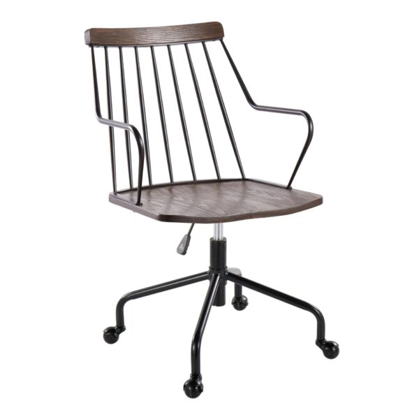 Preston - Farmhouse Adjustable Office Chair - Black / Walnut
