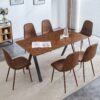 Modern Transferred Leg Backrest Dining Chair And Herringbone Dining Table Set Model Of Elegance And Durability For Home Furnishing - Brown / Walnut - Image 2