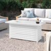 Steel Propane / Natural Gas Outdoor Fire Pit Table With Lid - White - Image 3