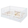 Full Size Daybed With Fence Guardrails And 2 Drawers, Convertible Floor Bed & Daybed - White - Image 9