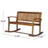 Outdoor Rocking Loveseat With Acacia Wood Frame - Natural - Image 3