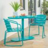 3 Piece Elegant Outdoor Bistro Set With 2 Chairs And Oval Table - Teal - Image 2