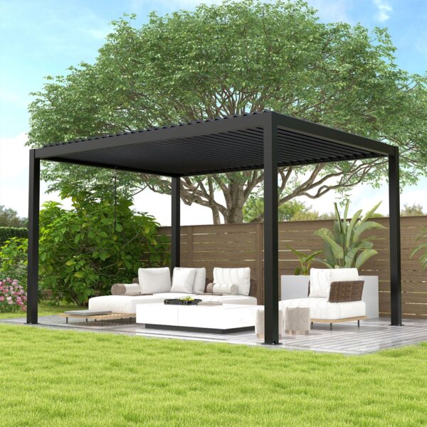 Louver Pergola Steel Louvers & Aluminium Frame - Black