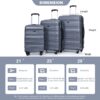 Expandable 3 Piece Luggage Sets Pc Lightweight & Durable Suitcase With Two Hooks, Spinner Wheels, Tsa Lock, (21/25/29) - Gray - Image 3