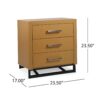 Glimmering Nightstand With 3 Drawers And Iron Base - Maple / Black - Image 3