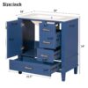 Bathroom Vanity, Modern Bathroom Cabinet With Sink Combo Set, Bathroom Storage Cabinet With A Soft Closing Door And 3 Drawers, Solid Wood Frame - Blue - Image 9