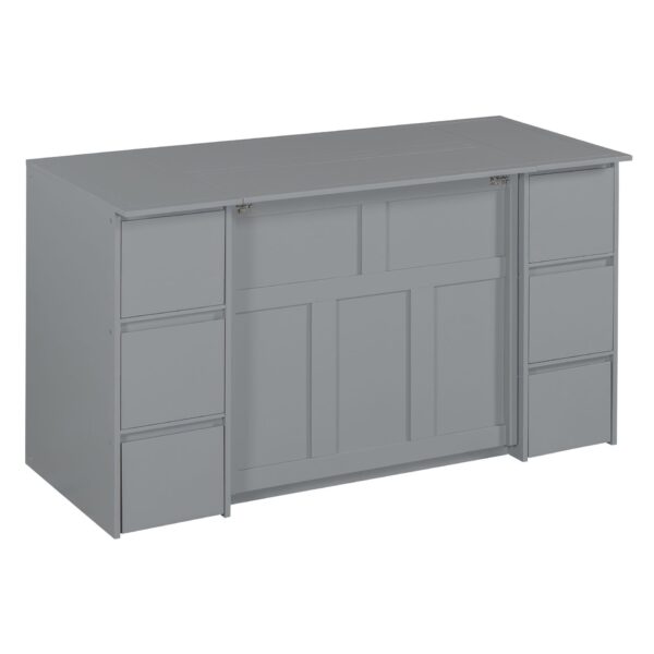 Twin Size Murphy Bed With Drawers, Cabinets, USB Ports Material - Gray