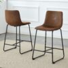 (Set of 2) Retro Bar Chairs, Comfortable Stools Suitable For Industrial And Vintage Style Settings - Brown - Image 4