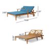 Etherealize - Outdoor Adjustable Double Chaise Lounge With Water Resistant Cushions - Teak / Blue - Image 3
