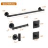 Bathroom Hardware Set Stainless Steel With Towel Bar, Paper Holder, And Hooks - Matte Black - Image 3