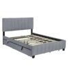 Queen Platform Contemporary Upholstered Bed With Drawers, Trundle - Gray - Image 11