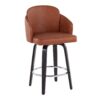 Dahlia - Contemporary Counter Stool With Round Footrest (Set of 2) - Black / Camel - Image 2