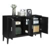 4 Door Sideboard Storage Cabinet With Door Shelf For Living Room And Dining Room, 2 Large Cabinets With Adjustable Shelf - Black - Image 11