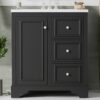Bathroom Vanity Cabinet With Ceramic Basin, 3 Drawers And Adjustable Shelves - Black - Image 24