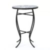 Outdoor Round Side Table With Mosaic Style Top And Curved Iron Legs - Blue / Matte Black - Image 4