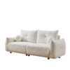 Lamb's Wool 2 Seater Cushion Sofa Comfortable Sofa For Living Room Bedroom And Other Casual Spaces Lamb's Wool Sofa With 2 Cushions And 2 Ball Pillows - White - Image 20