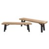 Outdoor Bench With Slat Panel Design And Frame (Set of 2) - Natural / Gray - Image 2