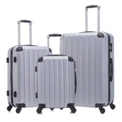 3 Piece Hard Luggage Set With Universal Wheels And Luggage Password Lock, 20 / 24 / 28" - Silver Gray