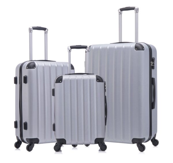3 Piece Hard Luggage Set With Universal Wheels And Luggage Password Lock, 20 / 24 / 28" - Silver Gray
