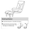 Adjustable Japanese Reclining Floor Chair Sofa With Metal Frame For Living Room & Balcony - Navy - Image 2