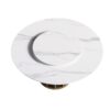 59.05" Modern Artificial Stone Round Panel Metal Iron Base Dining Table, Can Accommodate 8 People Artificial Stone Turntable (Not Including Chairs) - White / Black - Image 5