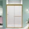Semi Frameless Double Sliding Shower Door - Brushed Gold - Image 2