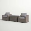 Chic 2 Person Seating Group With Cushions Ideal For Cozy Outdoor Gatherings - Gray Mix - Image 3