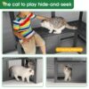 Luxury Cat Cage Outdoor Wooden Catio Enclosure Patio Large Cat Run House For Multiple Pets Walk In Kitten Kennel With Bouncy Bridge, Platforms, Small Houses, Seating And Sunshine Panel - Gray - Image 7