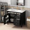 Bathroom Vanity With Top Sink, Modern Bathroom Storage Cabinet, 2 Drawers And A Tip-Out Drawer, Single Sink Bathroom Vanity - Black - Image 3