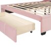 Queen Size Storage Upholstered Platform Bed With Wingback Headboard And A Big Drawer - Pink - Image 9