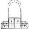 Metal Garden Arch With Gate High Climbing Plants Support Rose Arch Outdoor - Black - Image 11