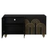 4 Door Cabinet Modern Fluted Sideboard Buffet With Storage, Curve Element With Strict Lines - Black - Image 12