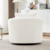 360° Swivel Barrel Sofa Chair With Throw Pillow, Chenille Upholstered Accent Chair - Beige - Image 11